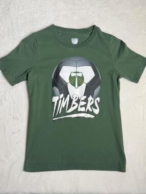 MLS Portland Timbers Youth Medium 10-12 Soccer T-Shirt Green Axe Graphic Tee